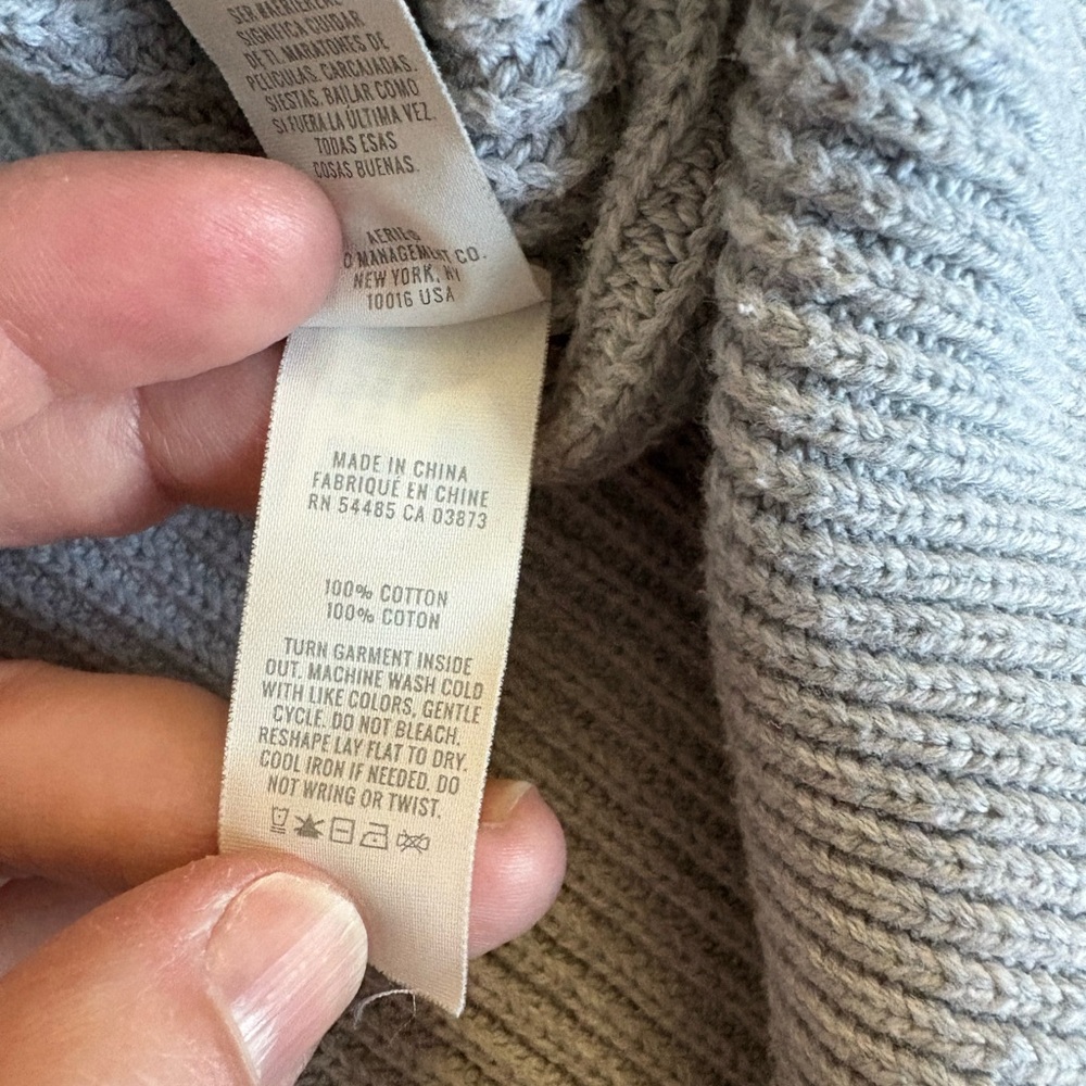 aerie Heather Gray Ribbed Knit Cropped Sweater Top - Picture 4 of 15